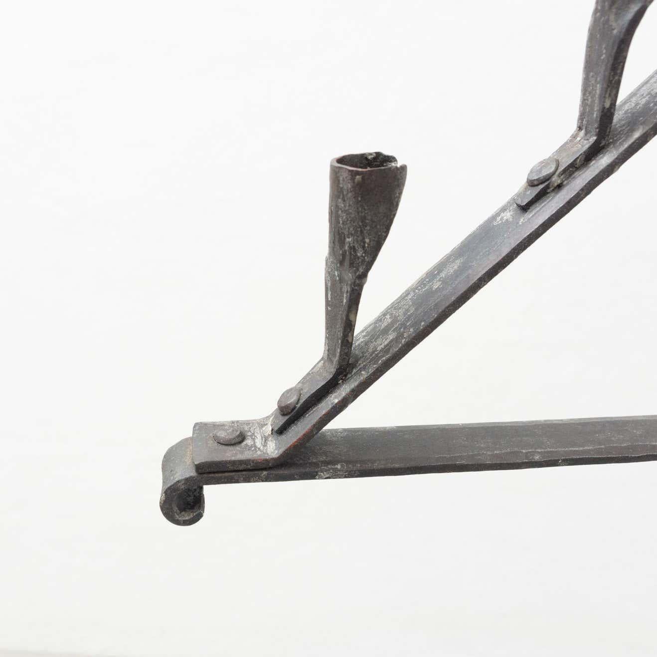 Spanish 'Hachero' Traditional Ancient Wrought Iron Candleholder, circa 1930 For Sale 3