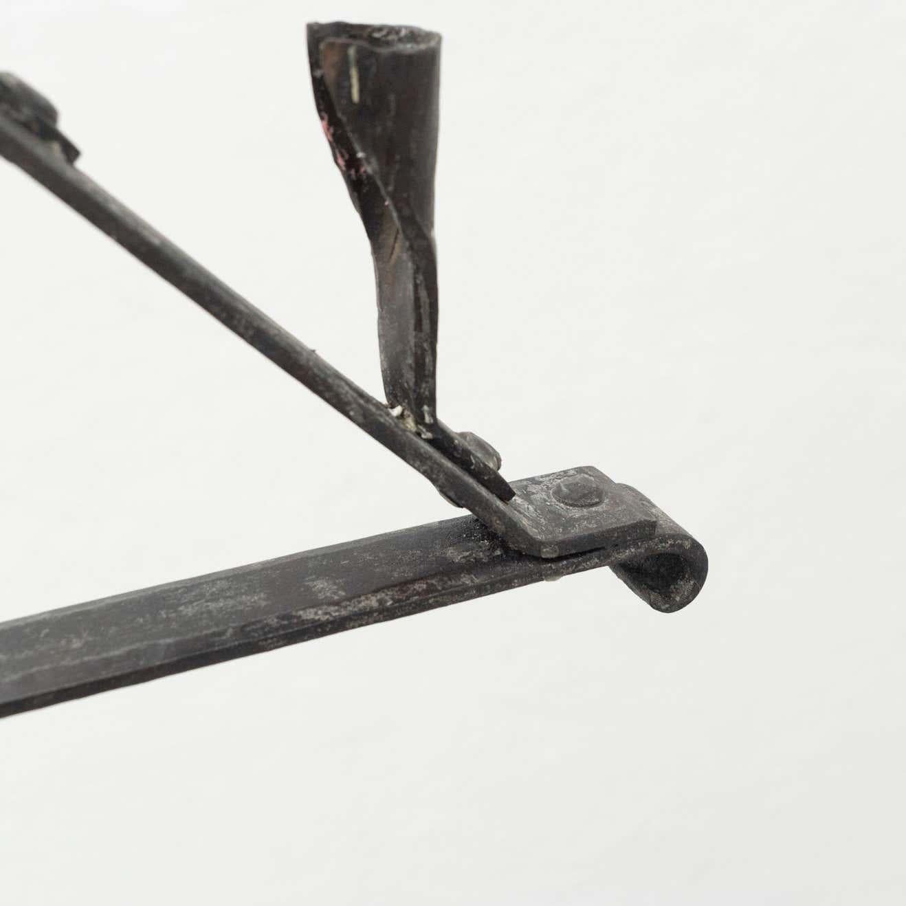 Spanish 'Hachero' Traditional Ancient Wrought Iron Candleholder, circa 1930 For Sale 4