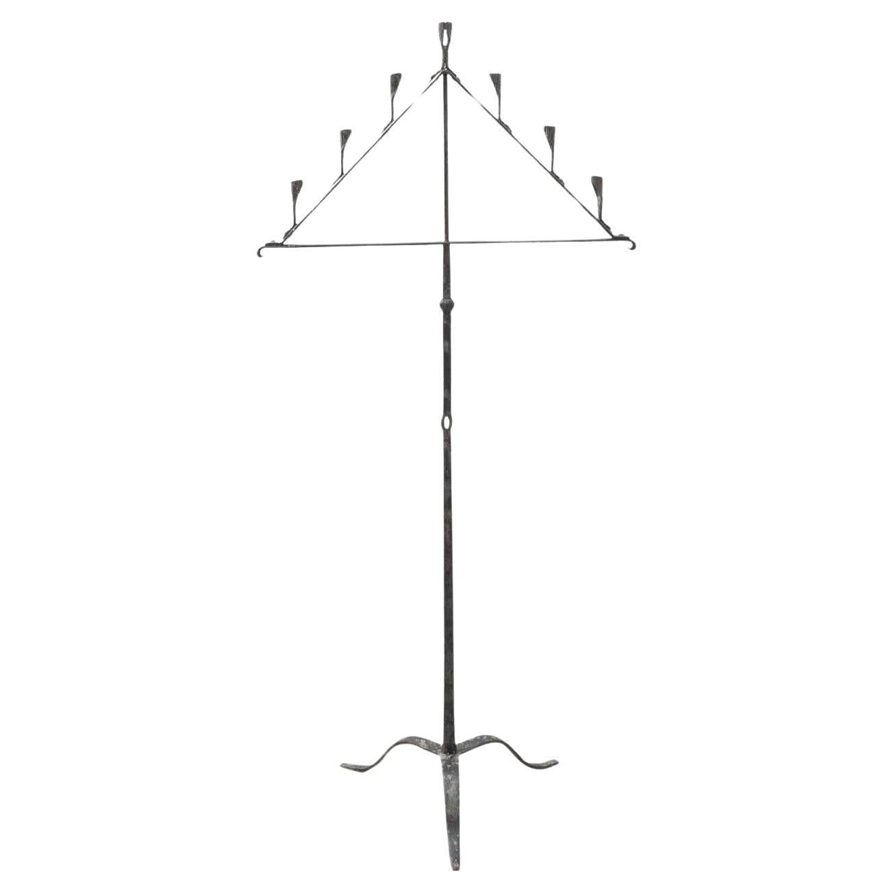 Spanish 'Hachero' Traditional Ancient Wrought Iron Candleholder, circa 1930 For Sale