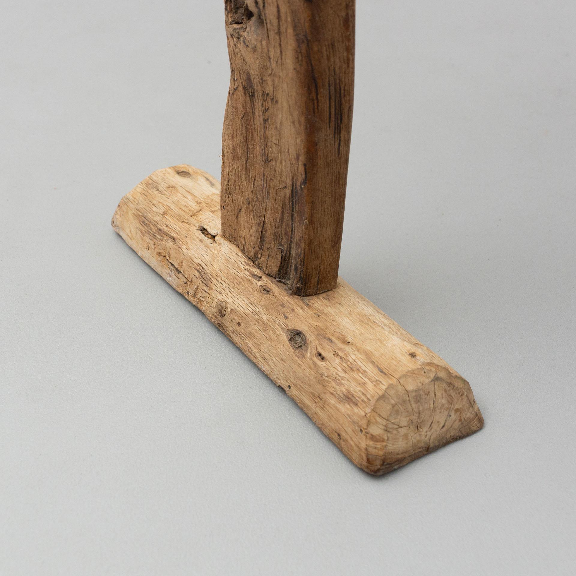 Spanish 'Hachero' Traditional Natural Oak Wood Candleholder, circa 1890 5