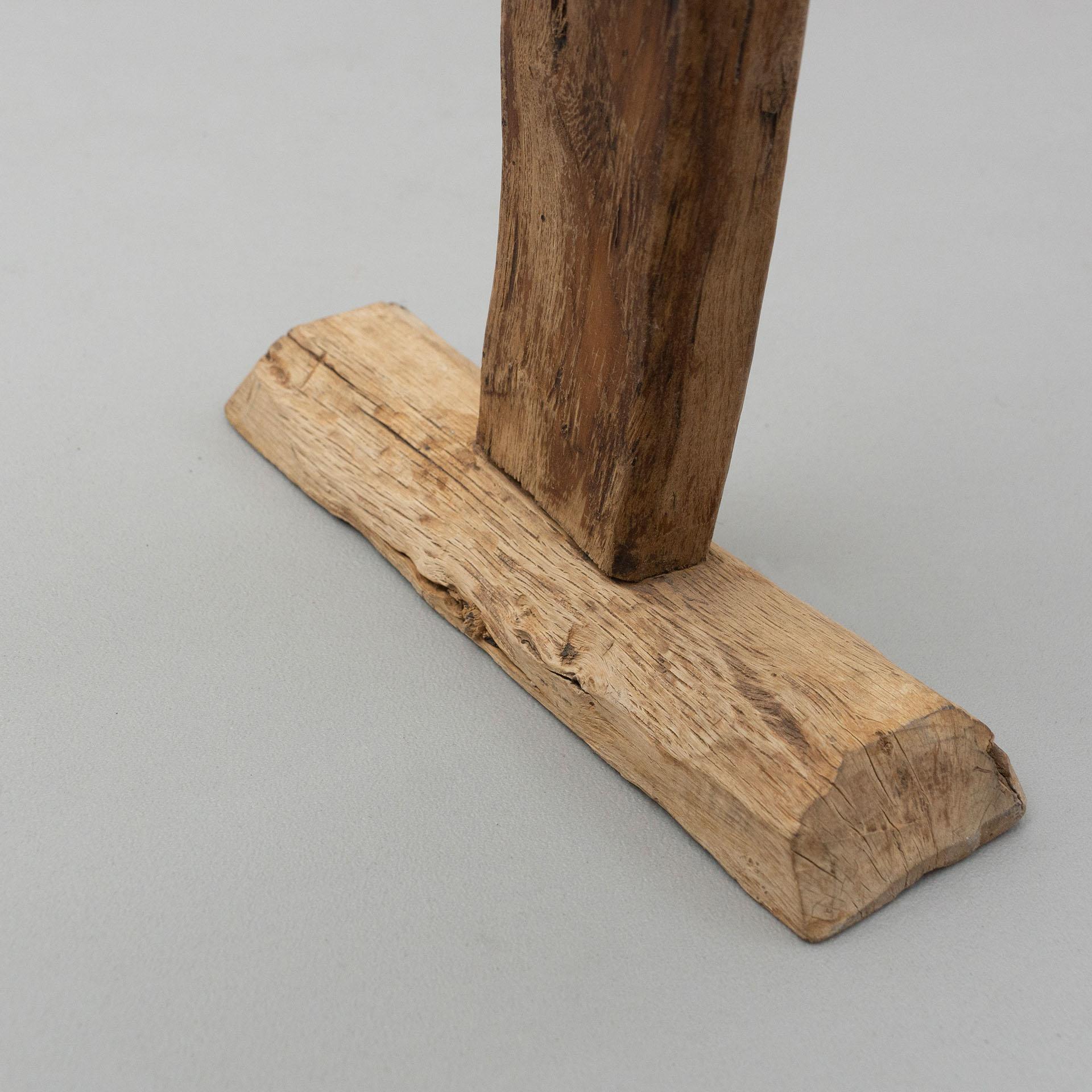 Spanish 'Hachero' Traditional Natural Oak Wood Candleholder, circa 1890 6