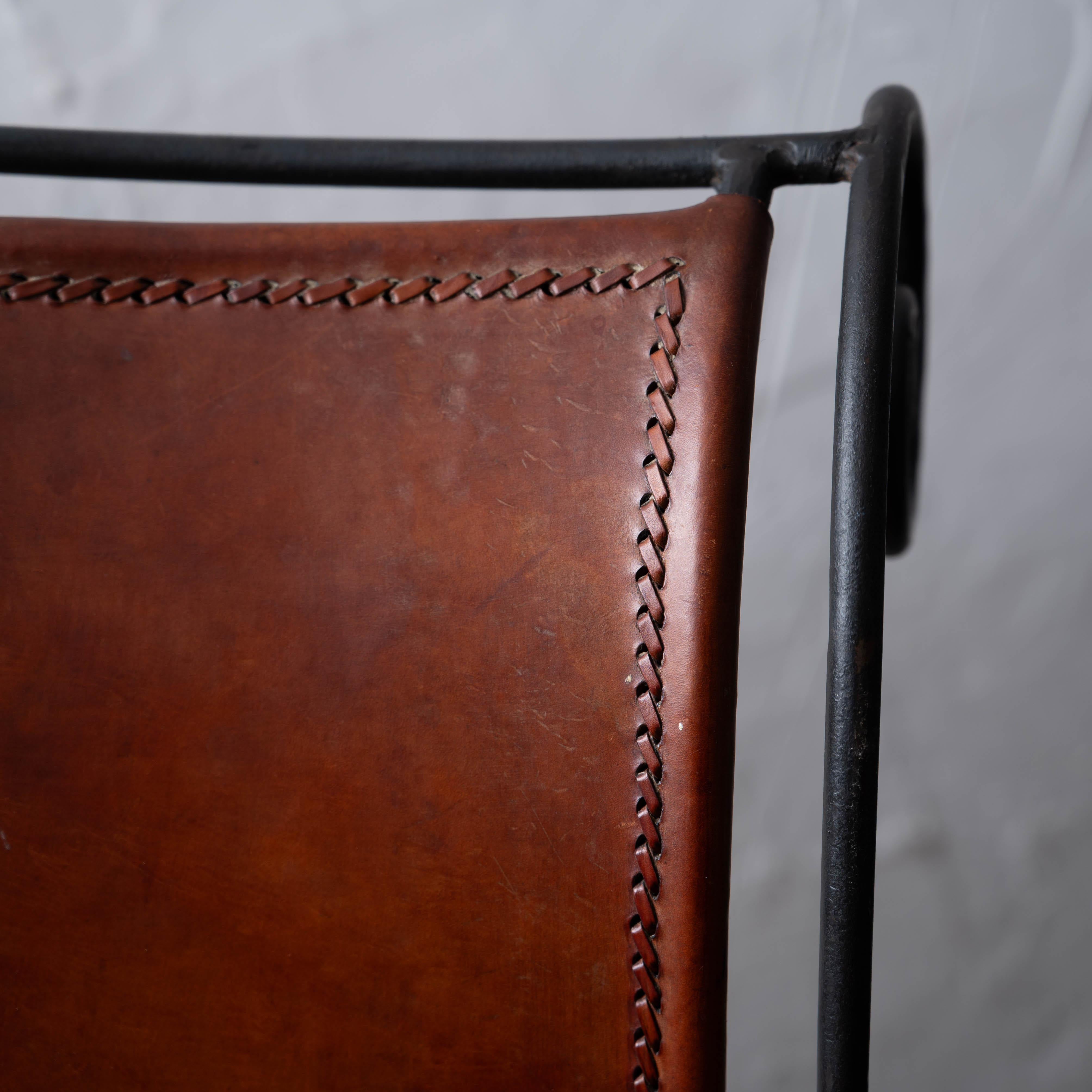 Tabourets de bar en fer forgé et cuir de l'Hacienda espagnole, 1960 en vente 6