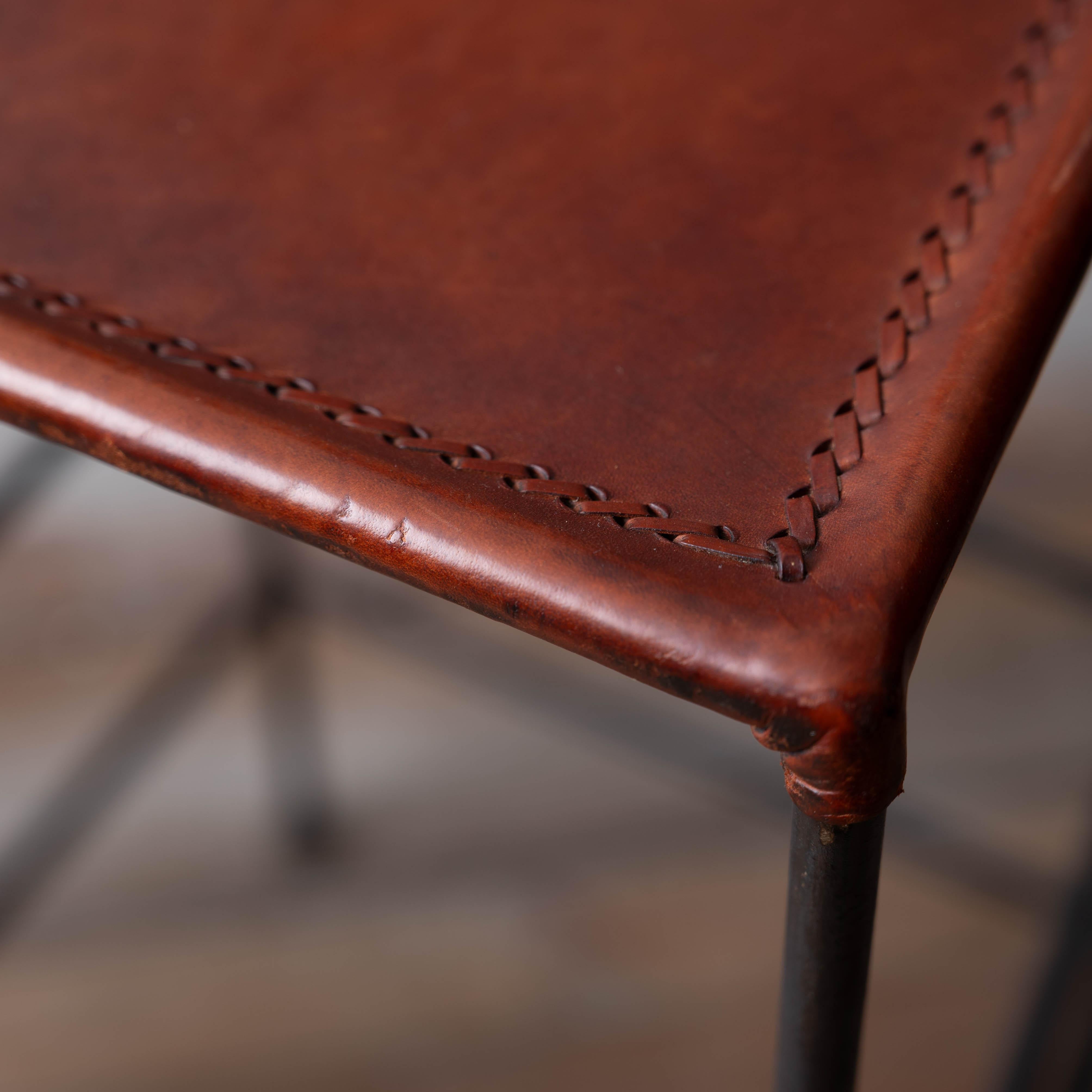 Tabourets de bar en fer forgé et cuir de l'Hacienda espagnole, 1960 en vente 7