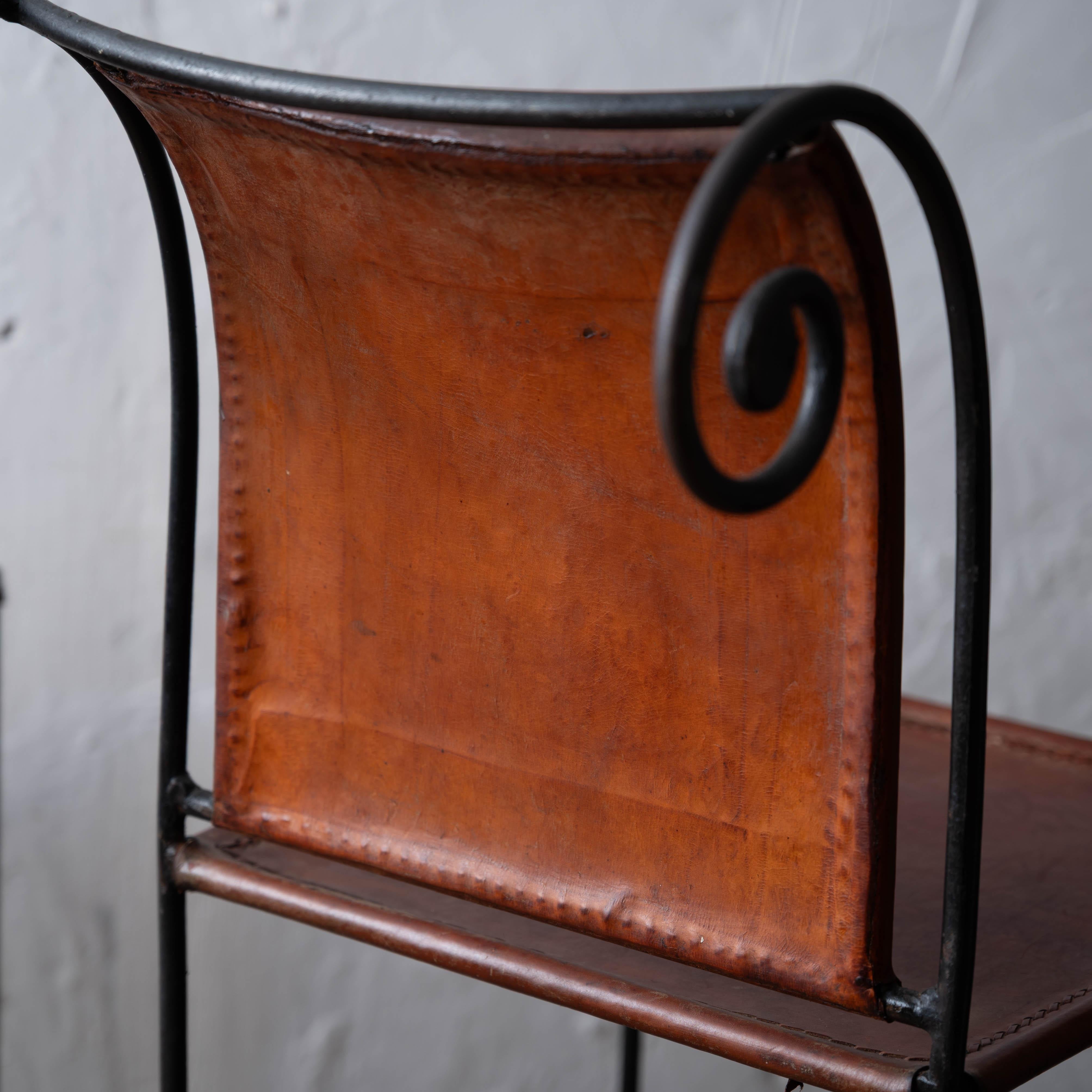 Tabourets de bar en fer forgé et cuir de l'Hacienda espagnole, 1960 en vente 9