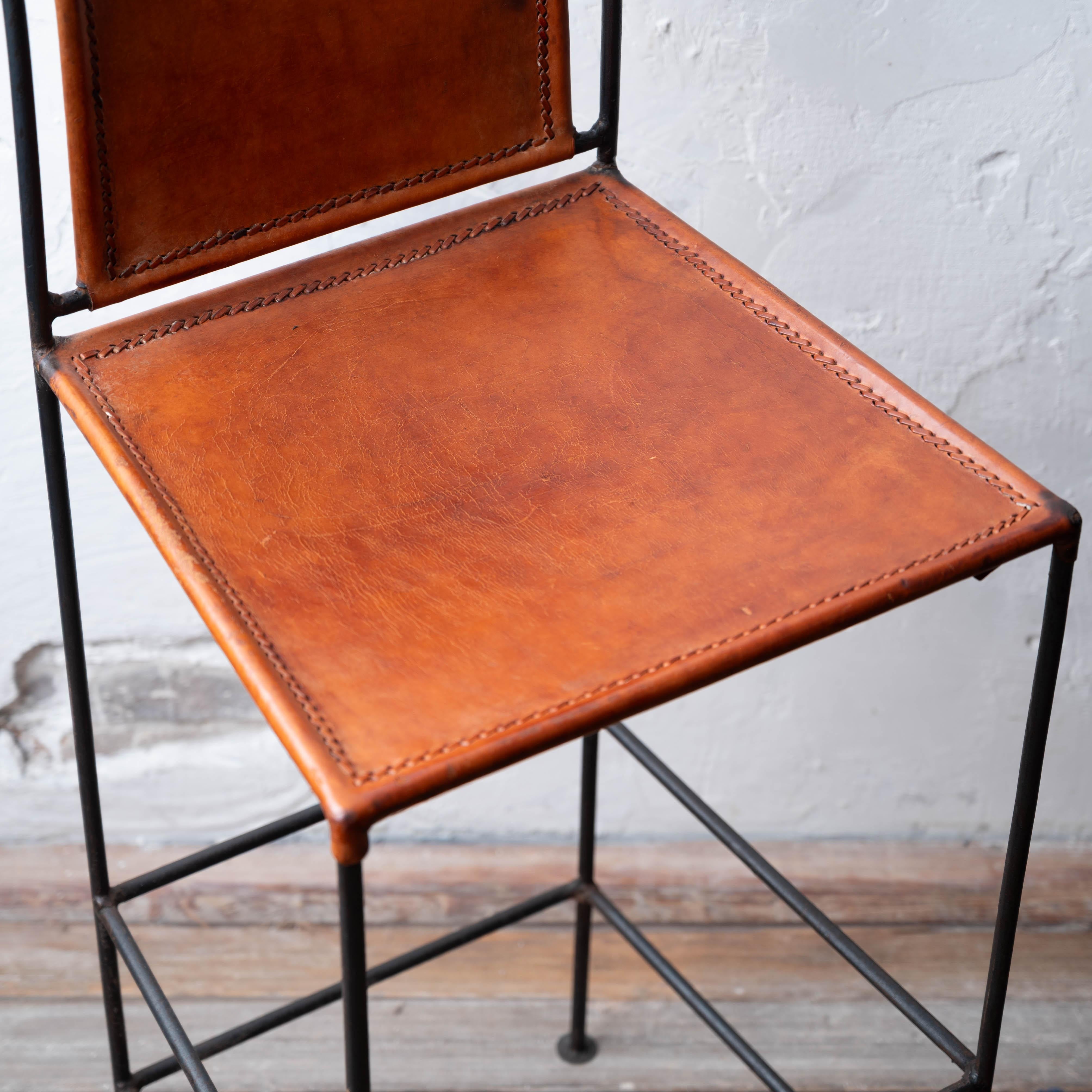 20ième siècle Tabourets de bar en fer forgé et cuir de l'Hacienda espagnole, 1960 en vente