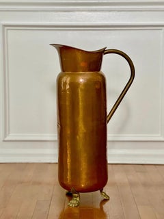 Spanish Hammered Dovetailed Copper and Brass Umbrella Holder with Claw Feet