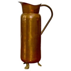 Spanish Hammered Dovetailed Copper and Brass Umbrella Holder with Claw Feet