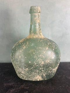 Spanish Hand-Blown Seafoam Glass Vessel with Weathered Patina Finish
