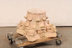 Spanish Hand-Carved Sandstone Pedestal Base