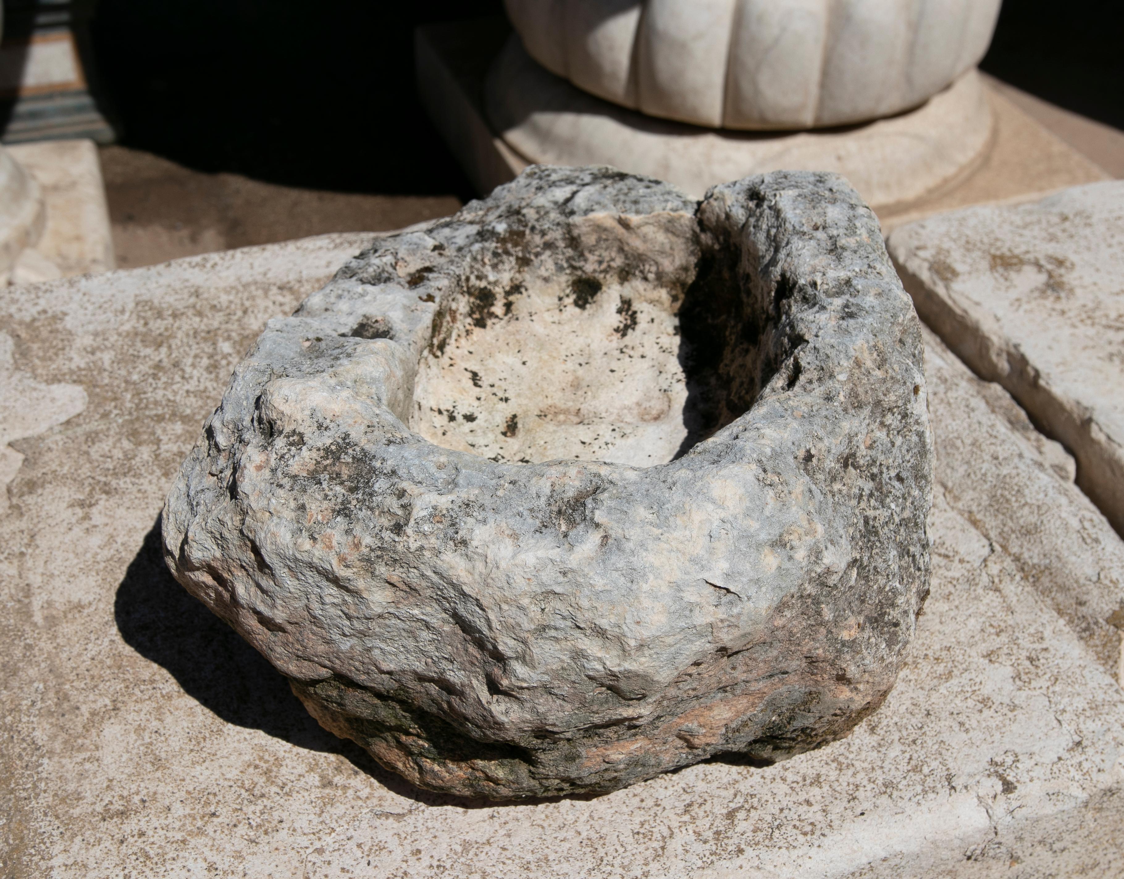 Spanish Hand Carved Stone Pile For Sale 7