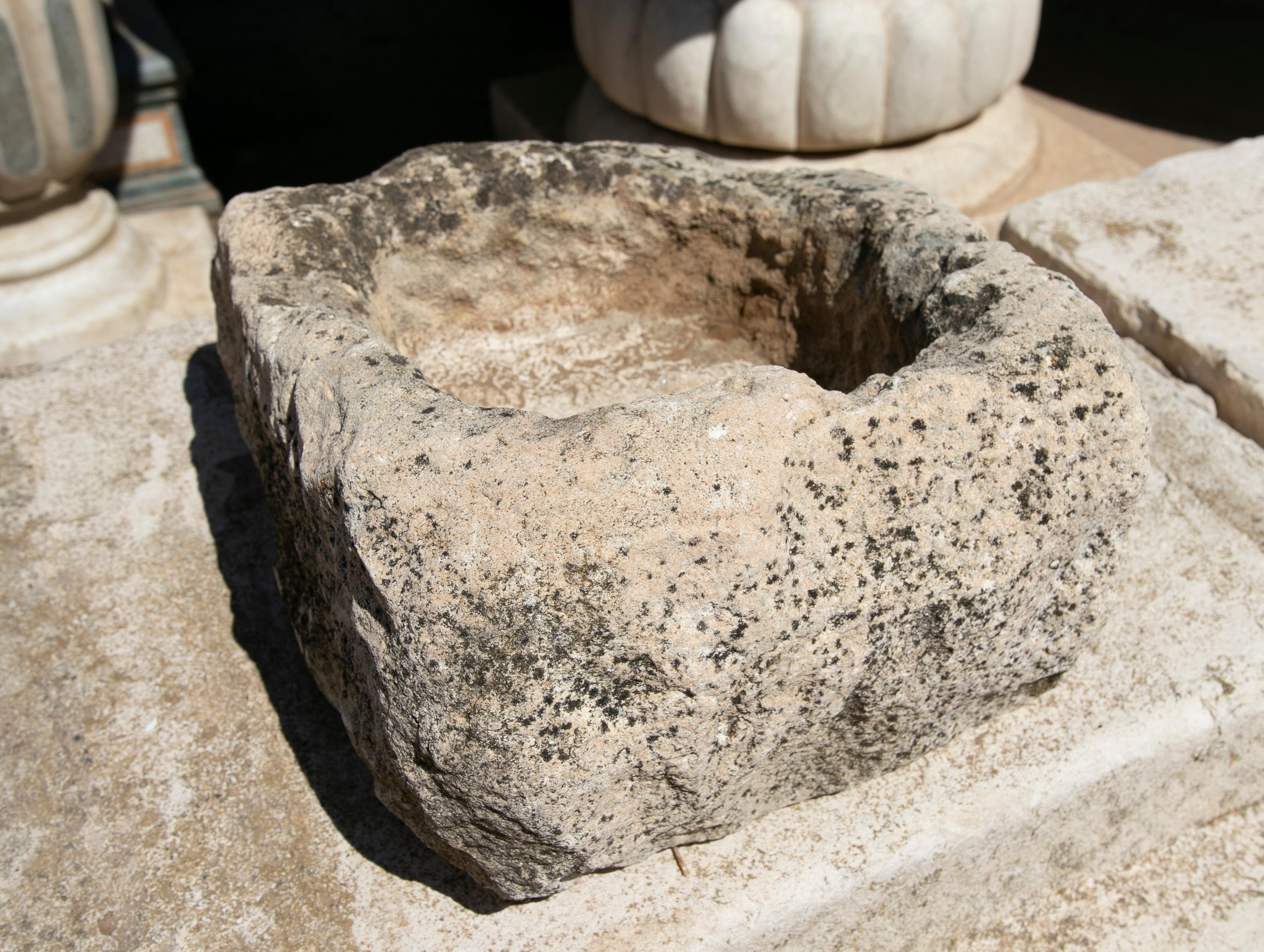 Spanish Hand Carved Stone Pile For Sale 12