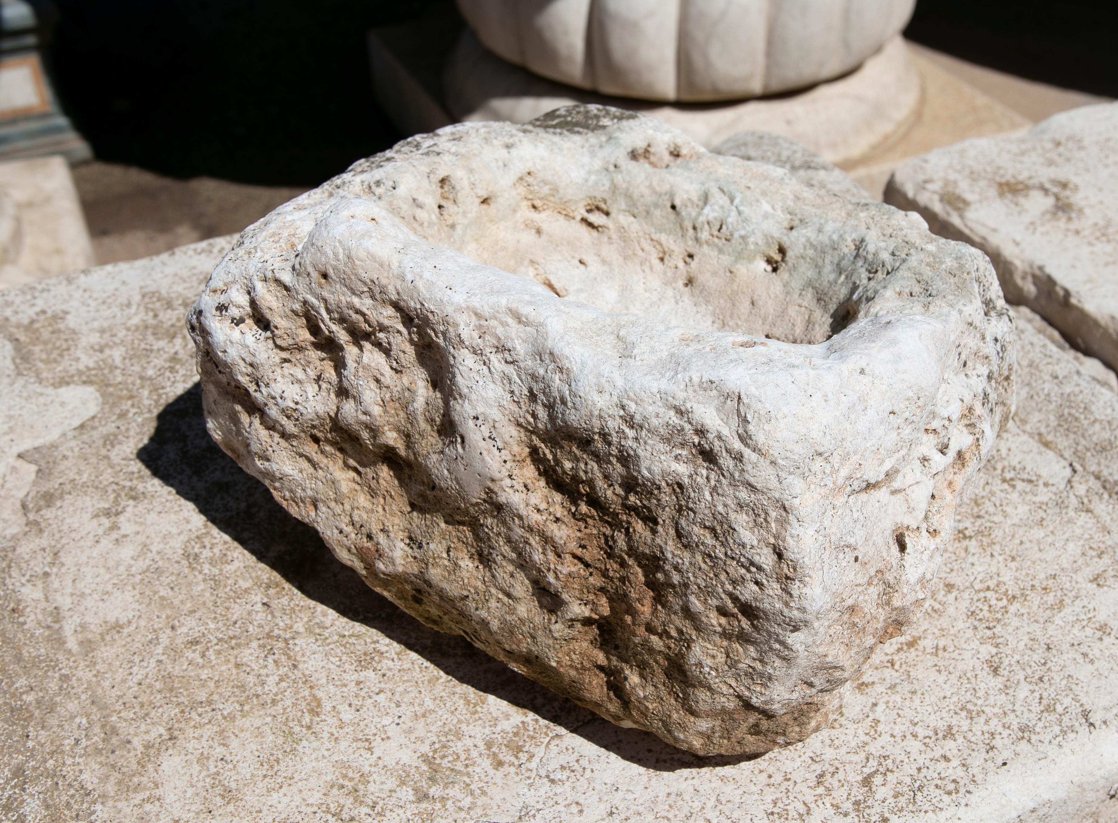 Spanish Hand Carved Stone Pile For Sale 13
