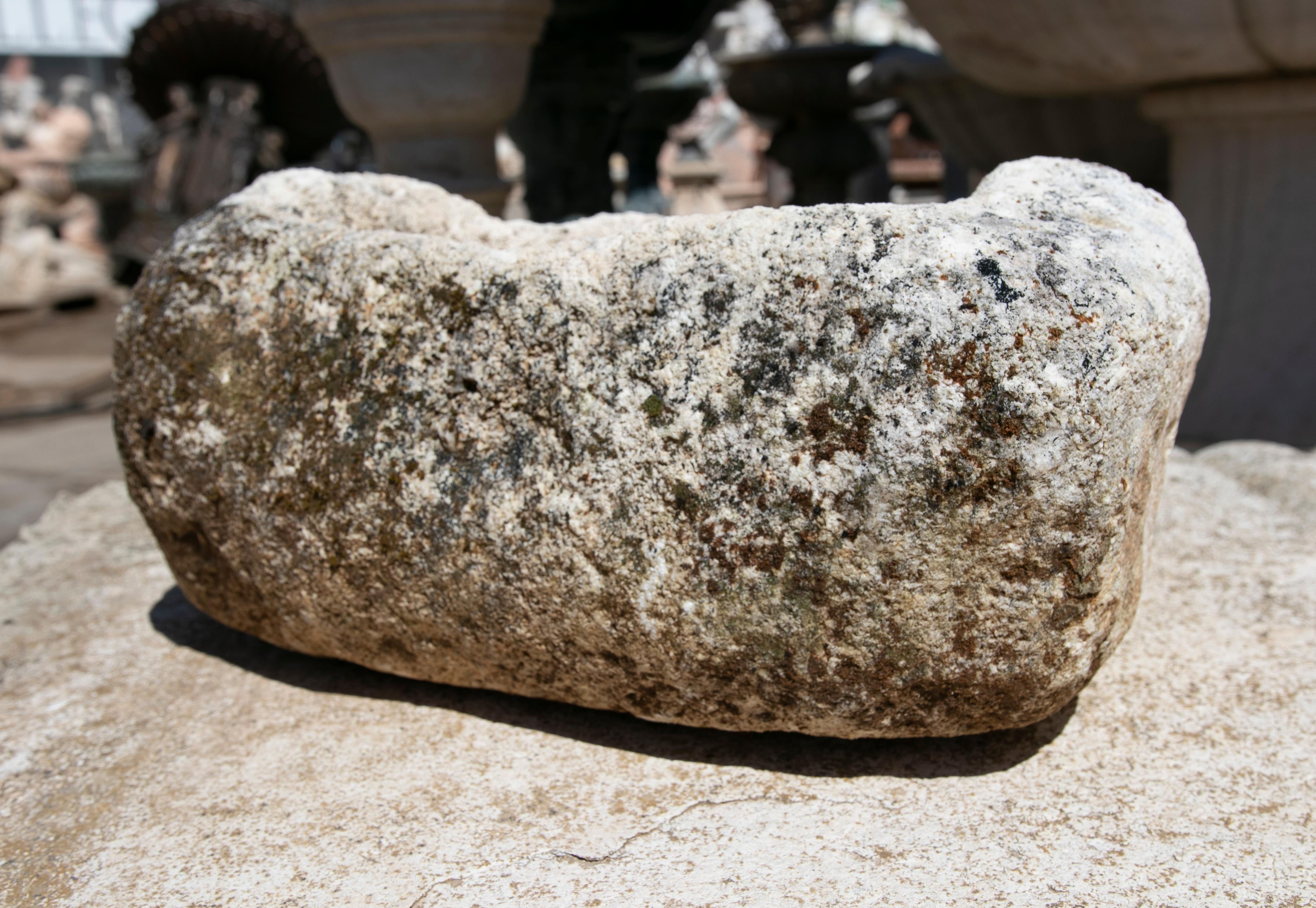 19th Century Spanish Hand Carved Stone Pile For Sale