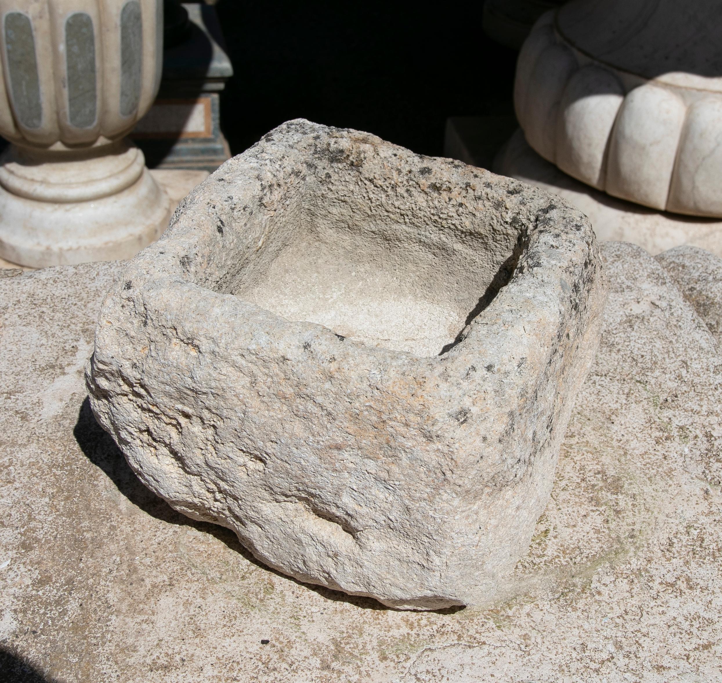 Spanish Hand Carved Stone Pile For Sale 1