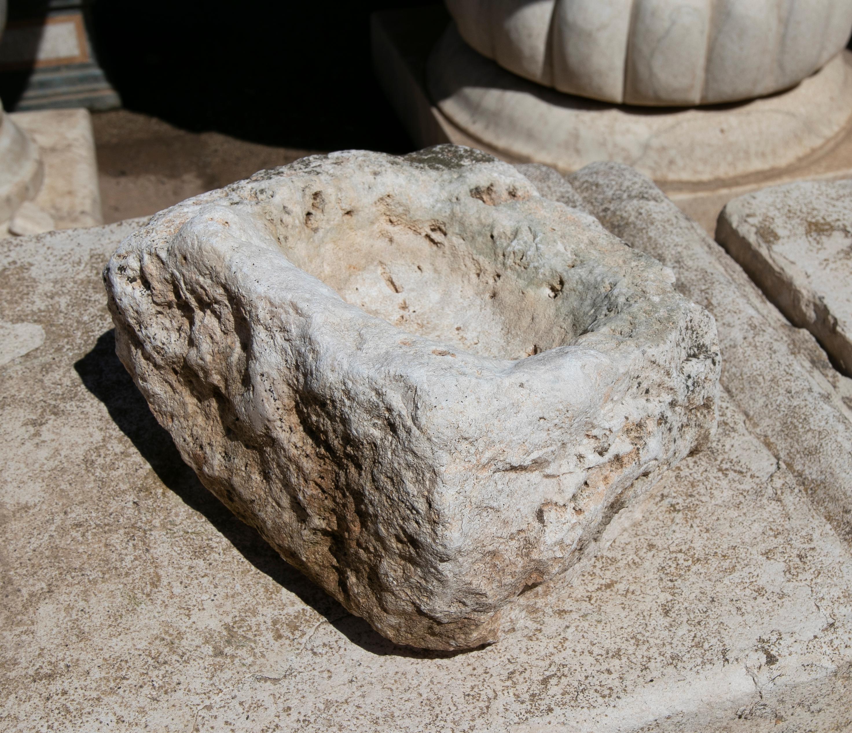 Spanish Hand Carved Stone Pile For Sale 4