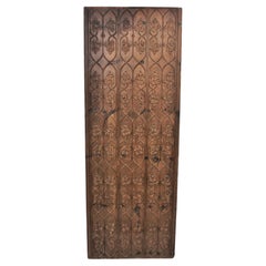 Vintage Spanish Hand-Carved Walnut Wood Decorative Wall Panel with Foliage Motifs