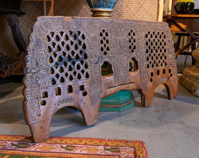 Spanish HandCarved Wooden Yoke for Two Animals with Openwork