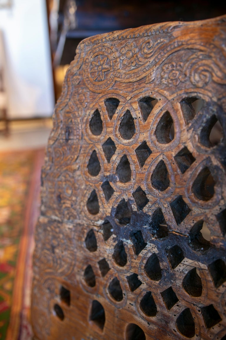 Spanish HandCarved Wooden Yoke for Two Animals with Openwork