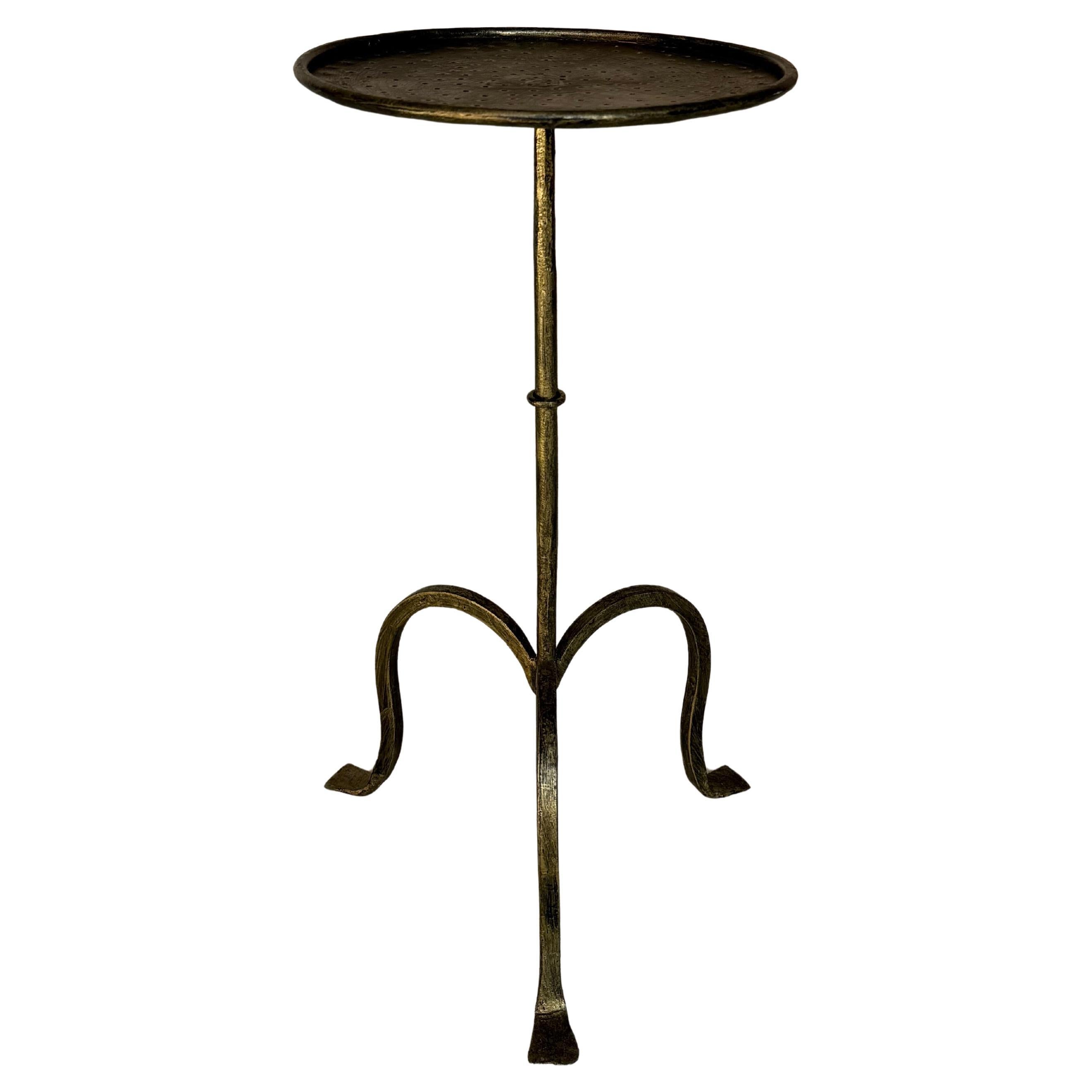 Spanish Hand-Forged Gilt Iron Drinks Table with Tripod Base