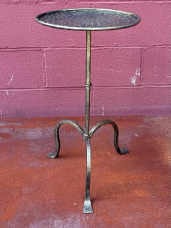 Spanish Hand-Forged Iron Drinks Table with Dark Gold Patina