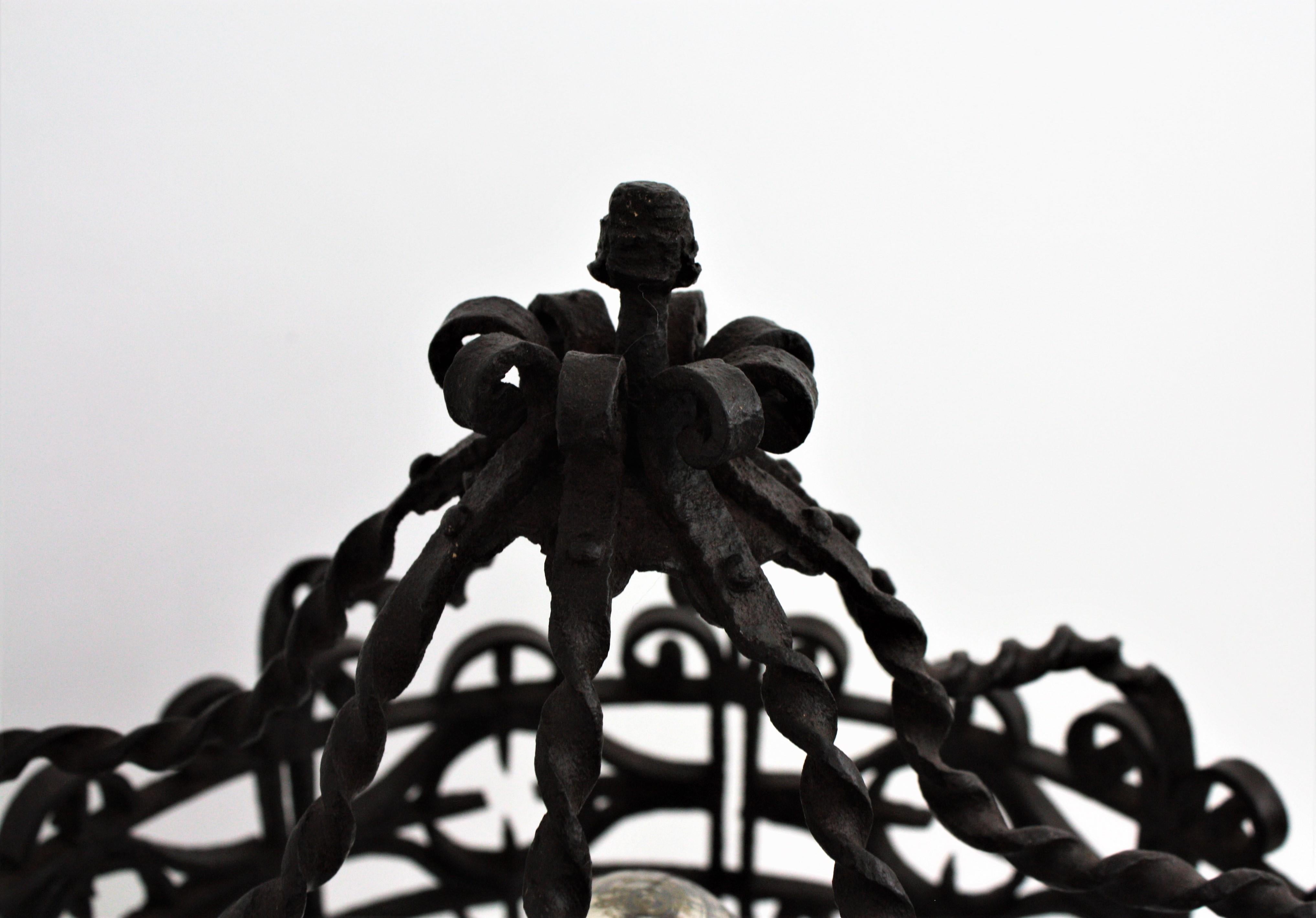 20th Century Gothic Style Scrollwork Hand Forged Iron Table Lamp For Sale