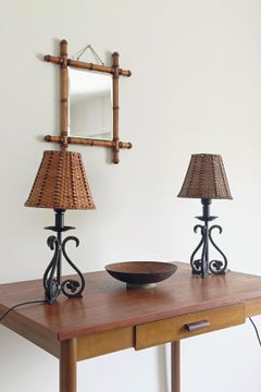 Mid-20th Century Spanish Hand-Forged Wrought Iron Table Lamps
