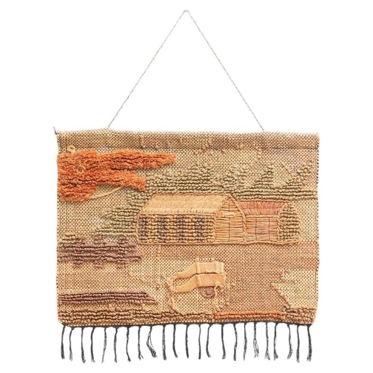 Spanish Hand Knotted Wool Tapestry, Mid-Century Modern, Circa 1960