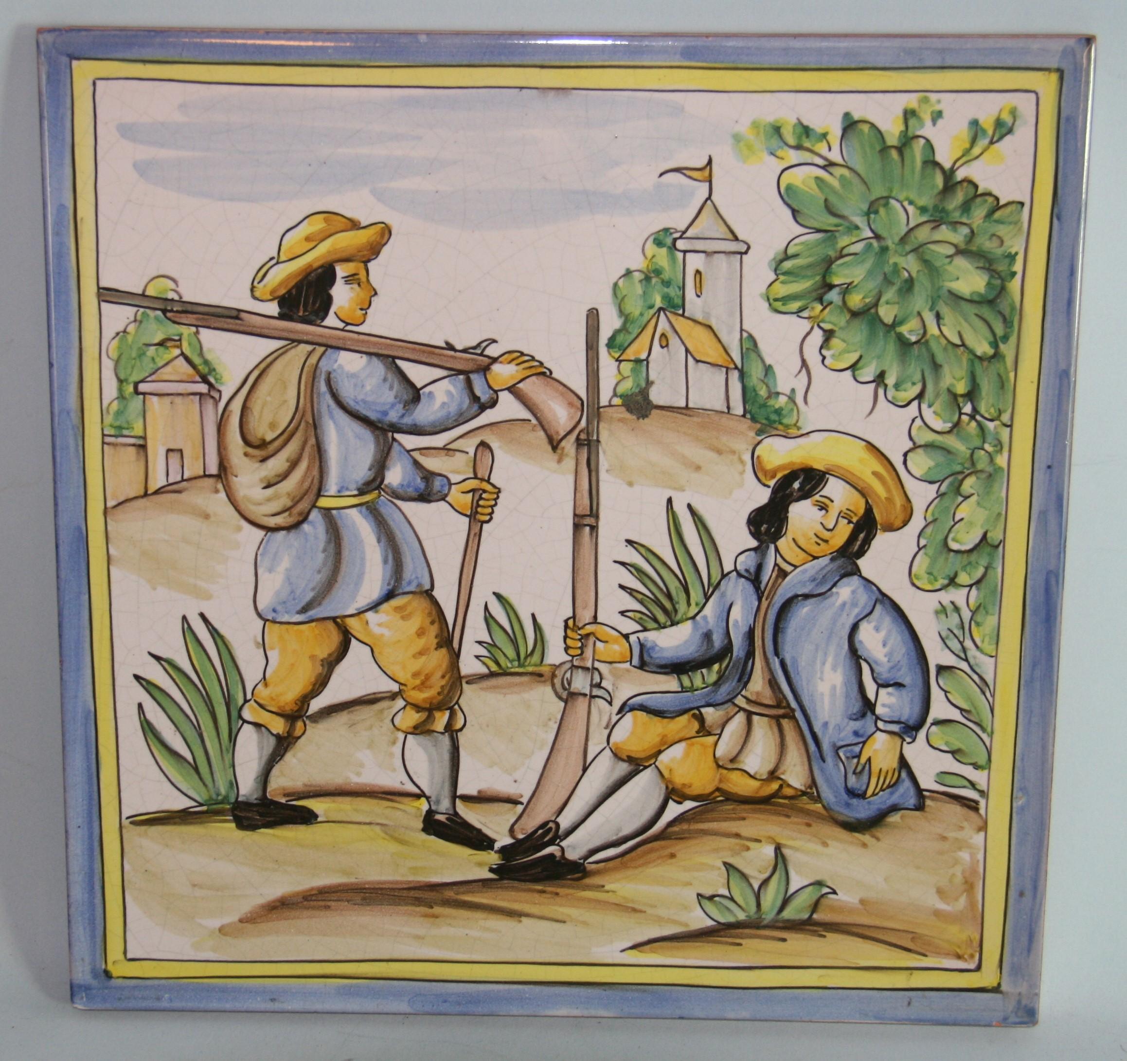 1646 Hand painted figural tile