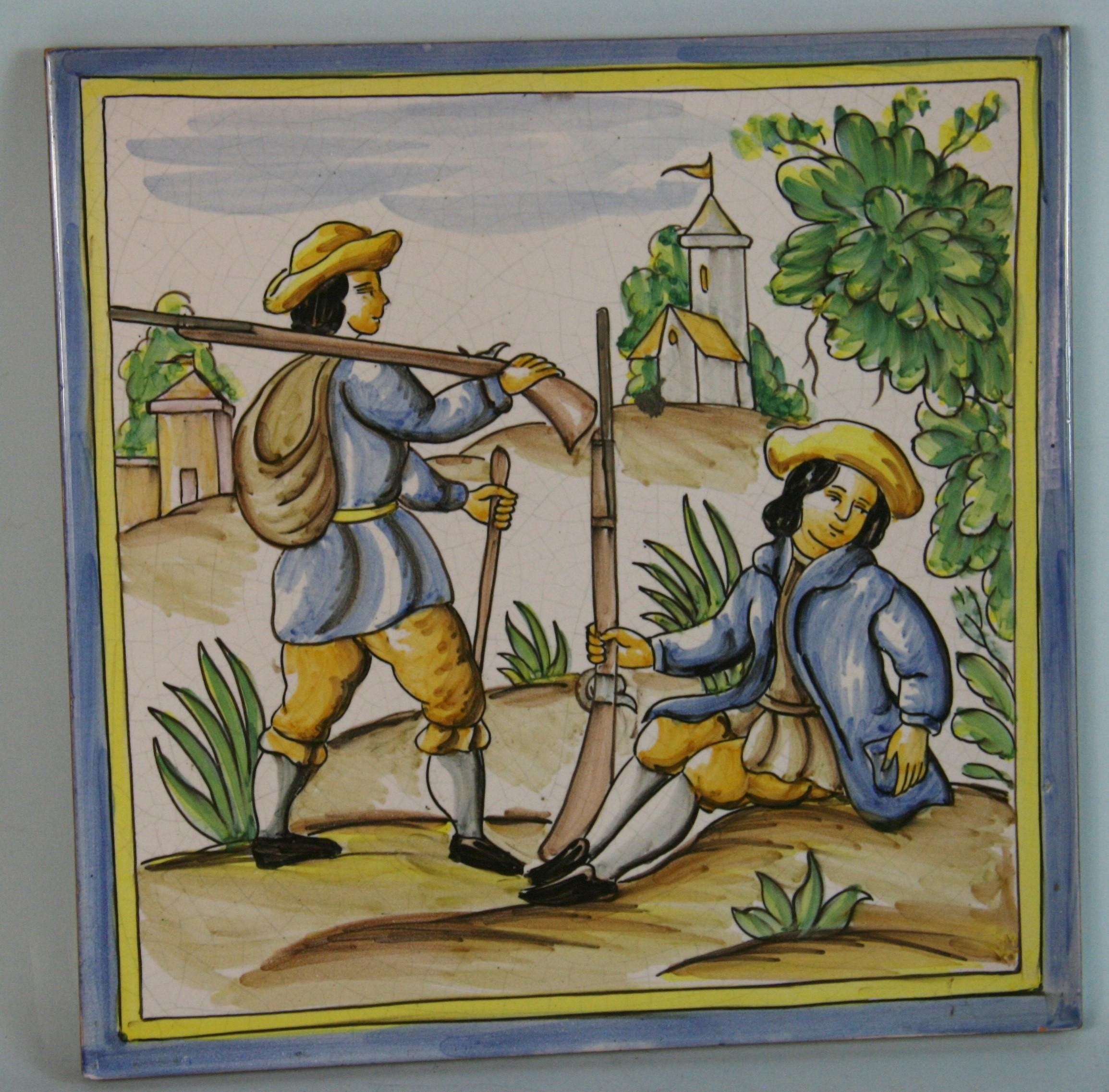 Dutch  Hand Painted Ceramic Tile In Good Condition For Sale In Douglas Manor, NY