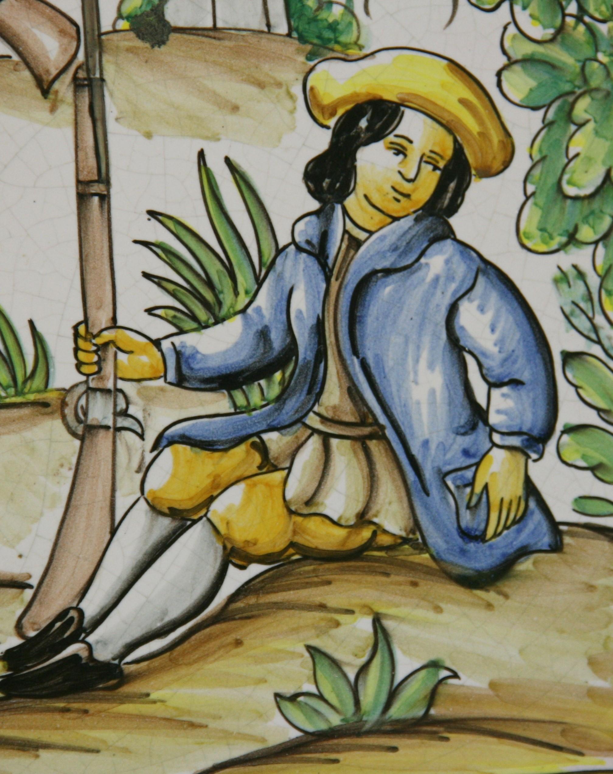 Mid-20th Century Dutch  Hand Painted Ceramic Tile For Sale