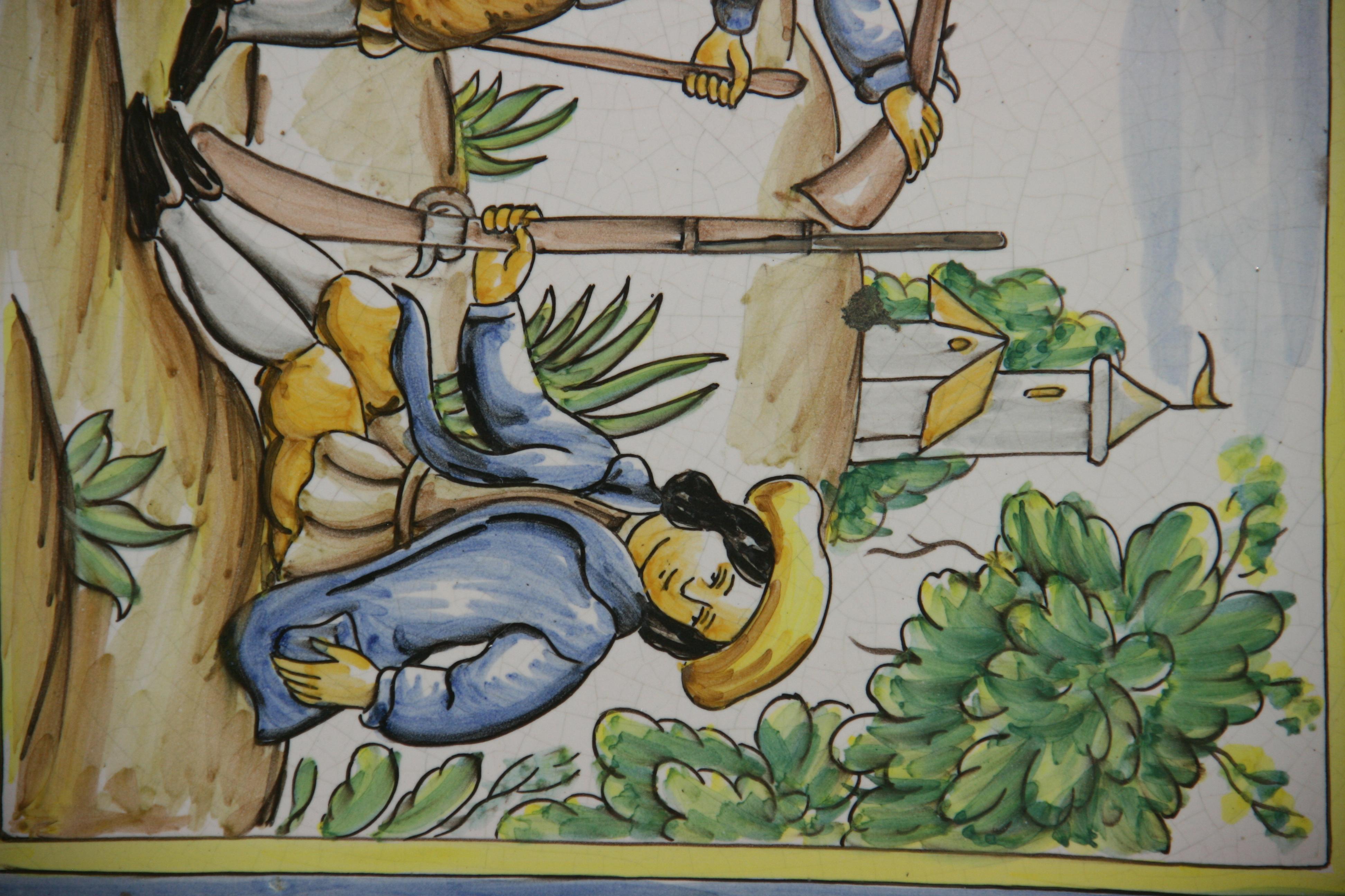 Dutch  Hand Painted Ceramic Tile For Sale 2