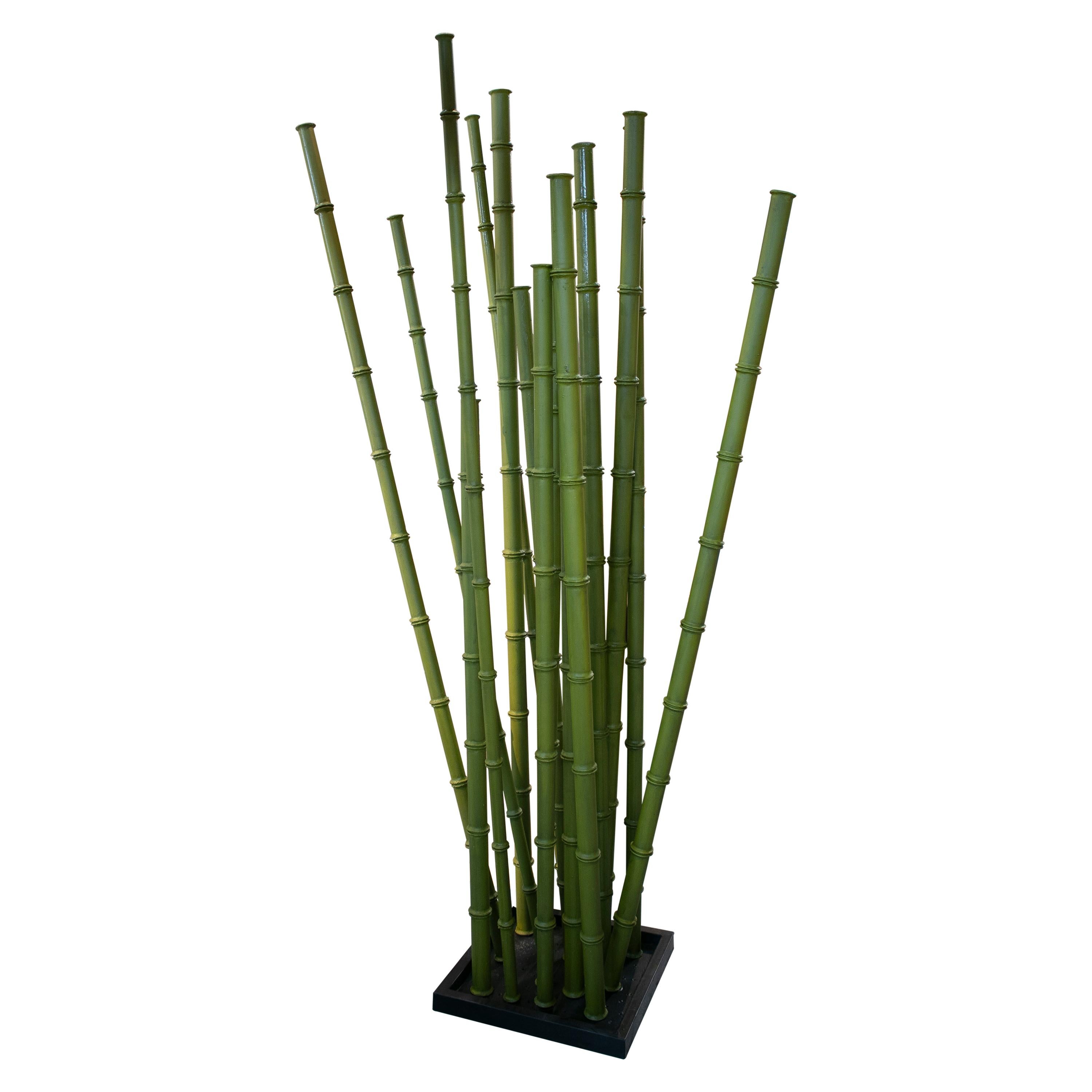 Spanish Hand Painted Iron Bamboo Sculpture For Sale
