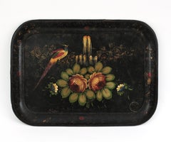Spanish Hand Painted Polychromed Floral Tole Tray