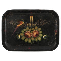 Vintage Spanish Hand Painted Polychromed Floral Tole Tray