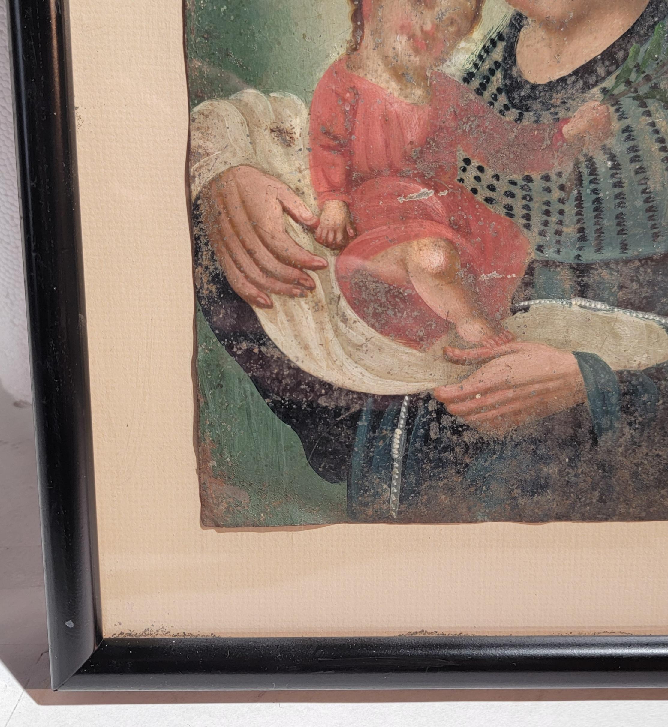 Spanish hand painted Retablo Art In Good Condition For Sale In Los Angeles, CA