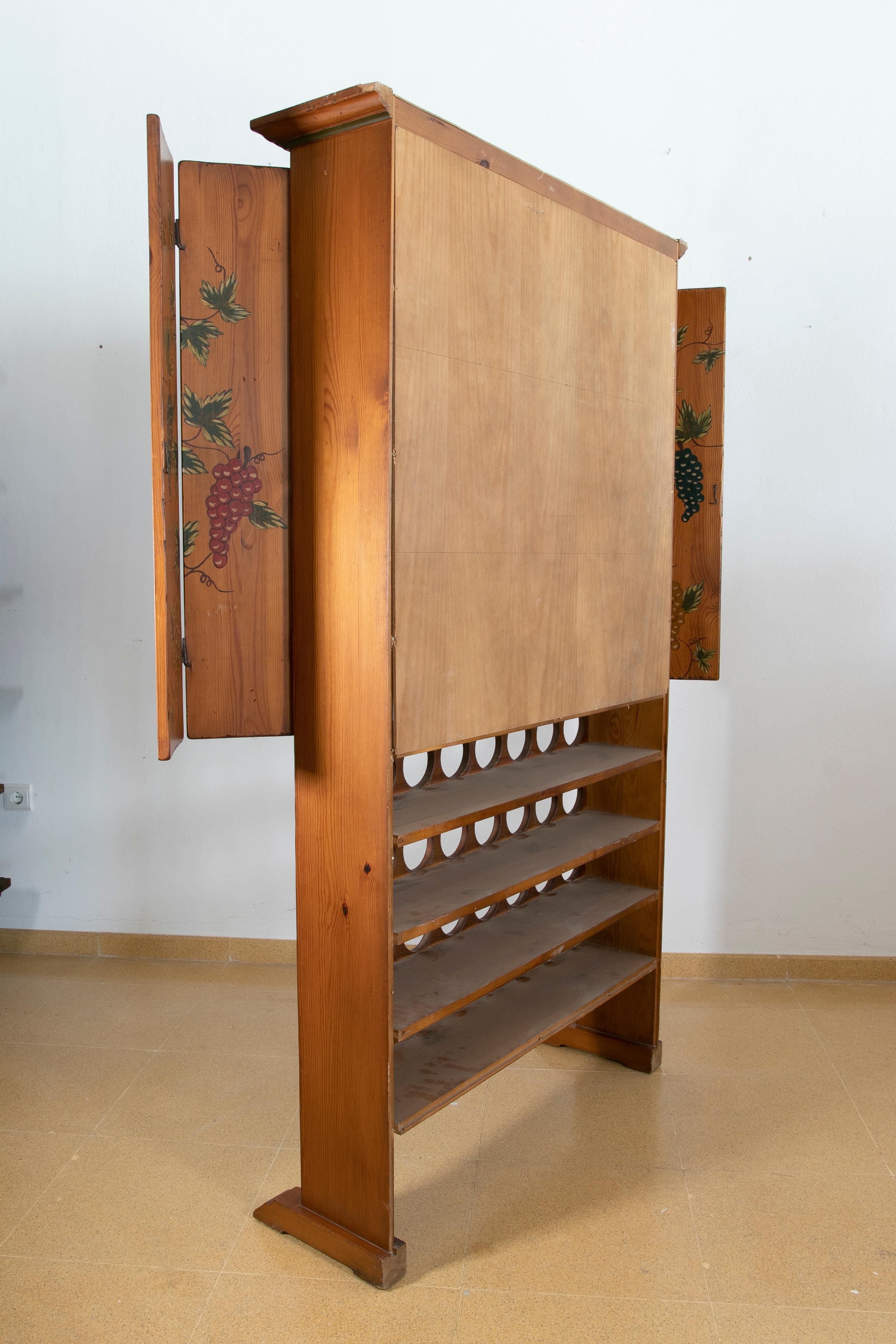 Spanish Hand Painted Wooden Wine Bottle Cabinet and Doors In Good Condition For Sale In Marbella, ES