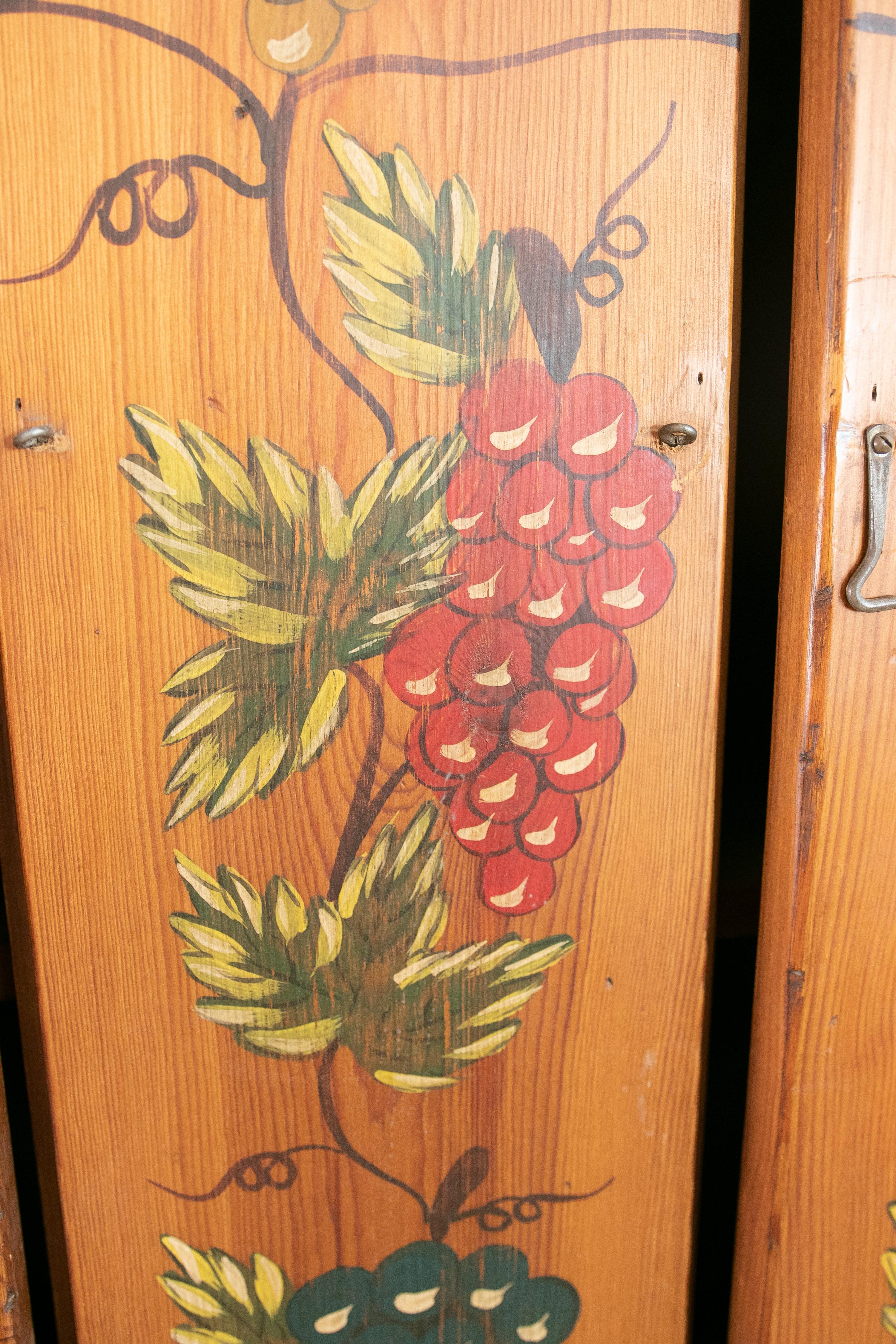 Spanish Hand Painted Wooden Wine Bottle Cabinet and Doors For Sale 3