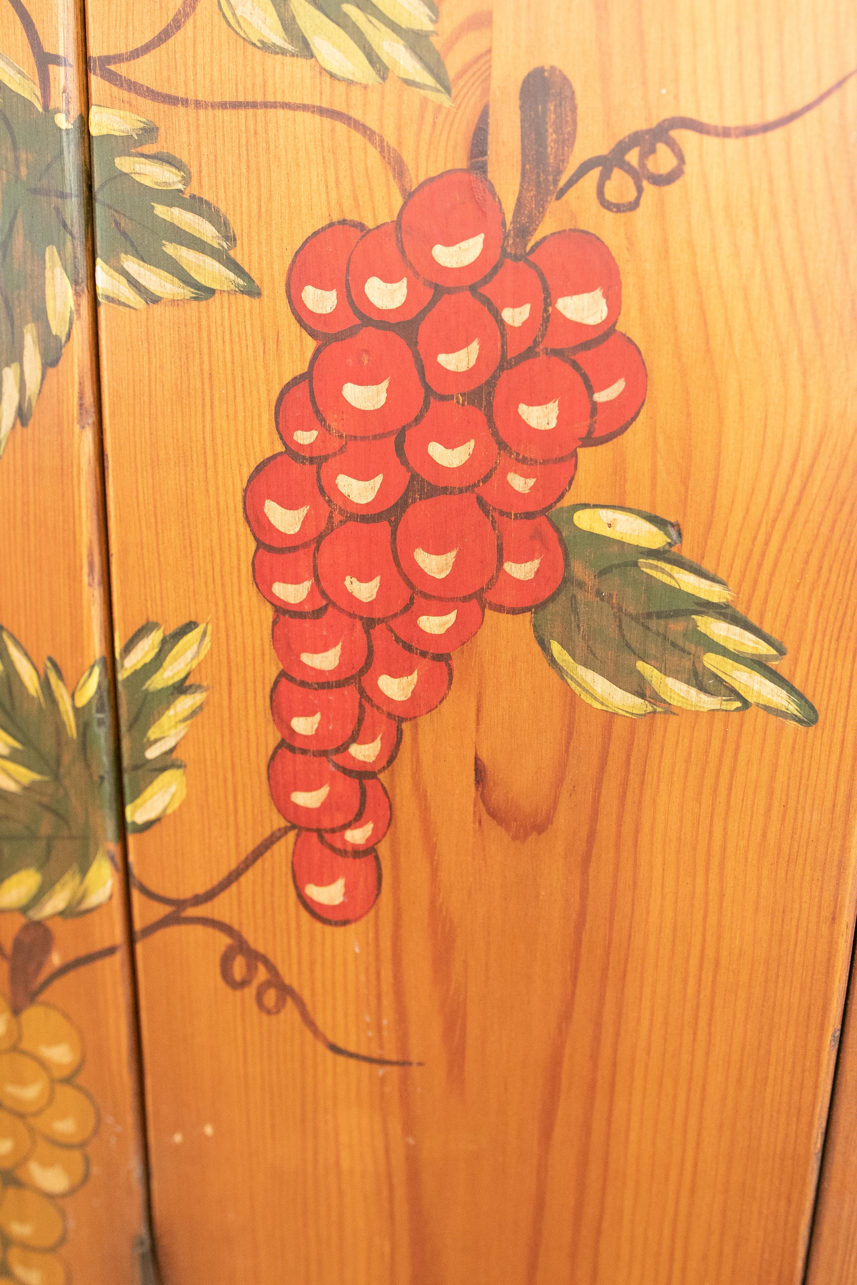 Spanish Hand Painted Wooden Wine Bottle Cabinet and Doors For Sale 4