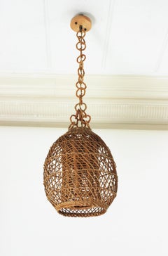 Spanish Hand Woven Rattan Wicker Pendant Light / Lantern