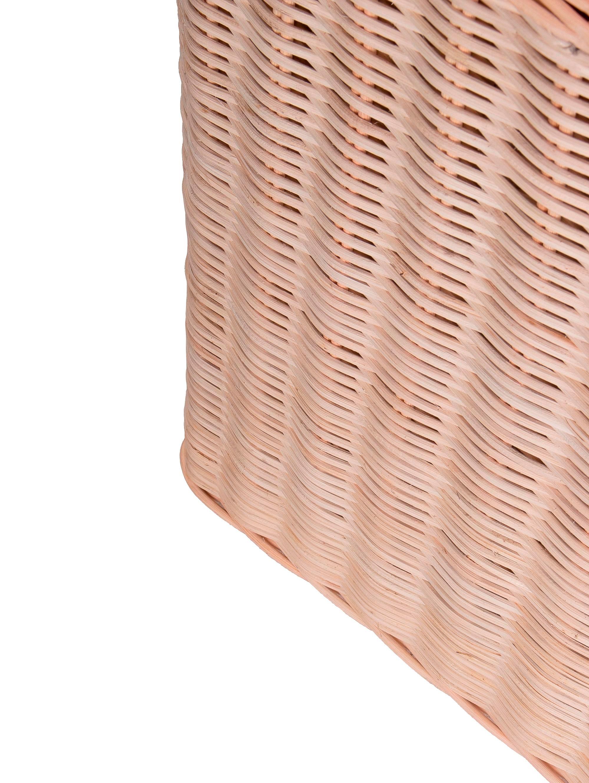 Spanish Hand Woven Wicker Bench w/ Fabric Upholstered Seat 7