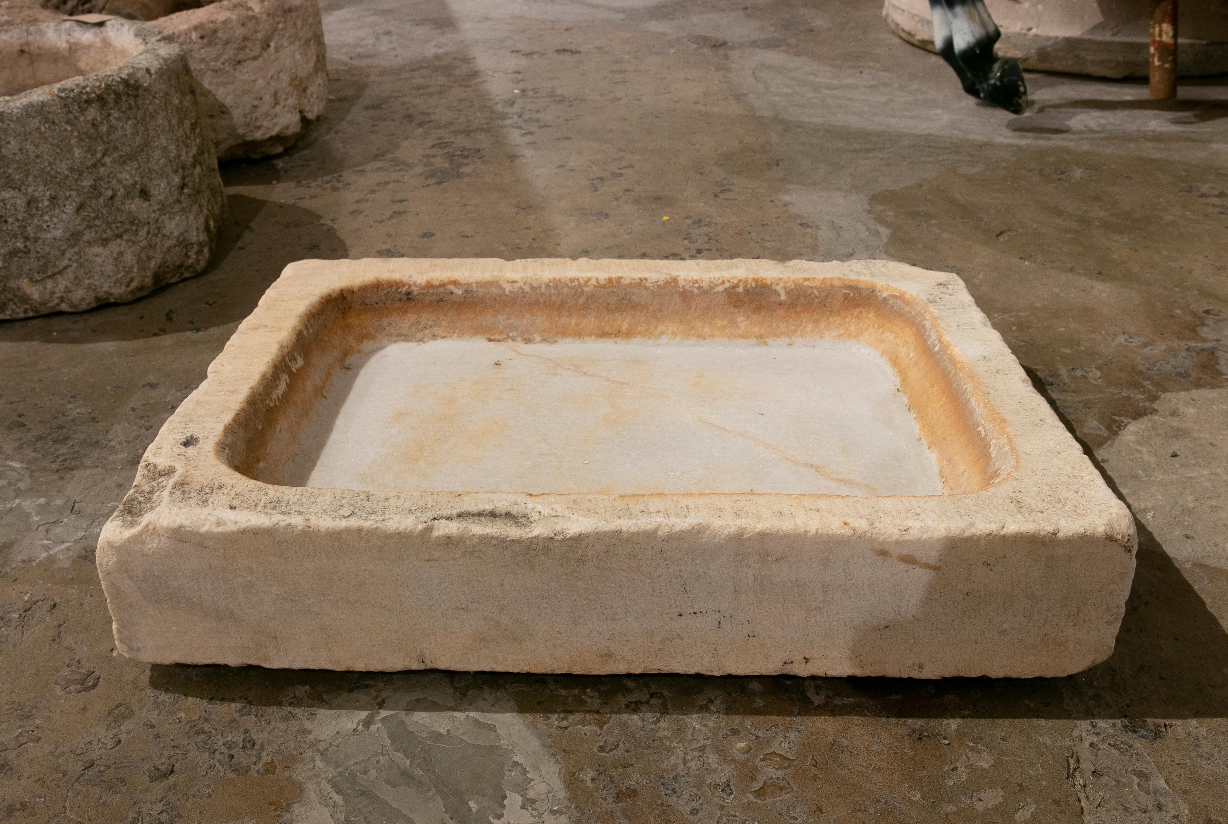 Spanish handcarved marble washbasin from the XIX century.