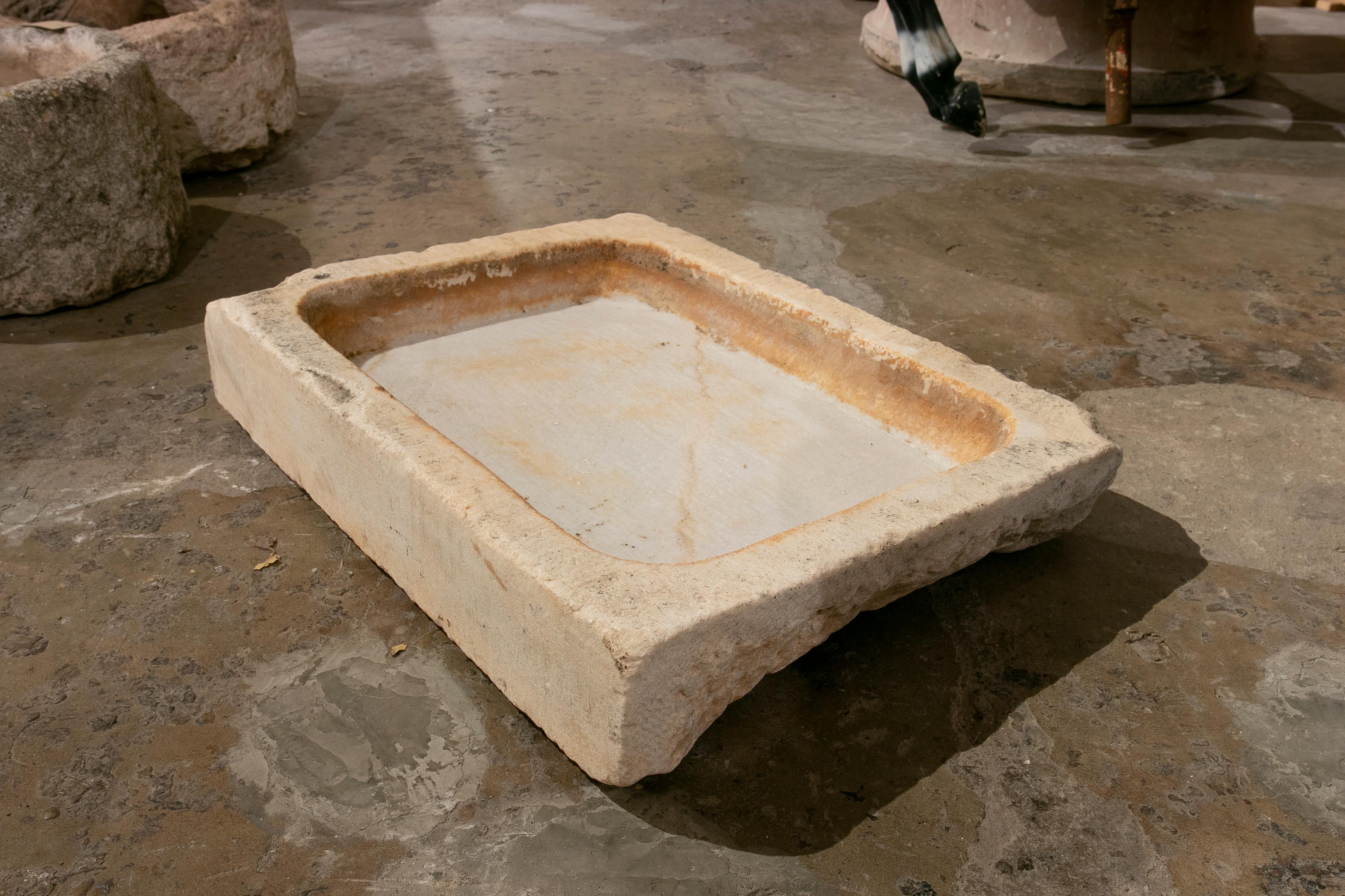 20th Century Spanish Handcarved Marble Washbasin from the XIX Century