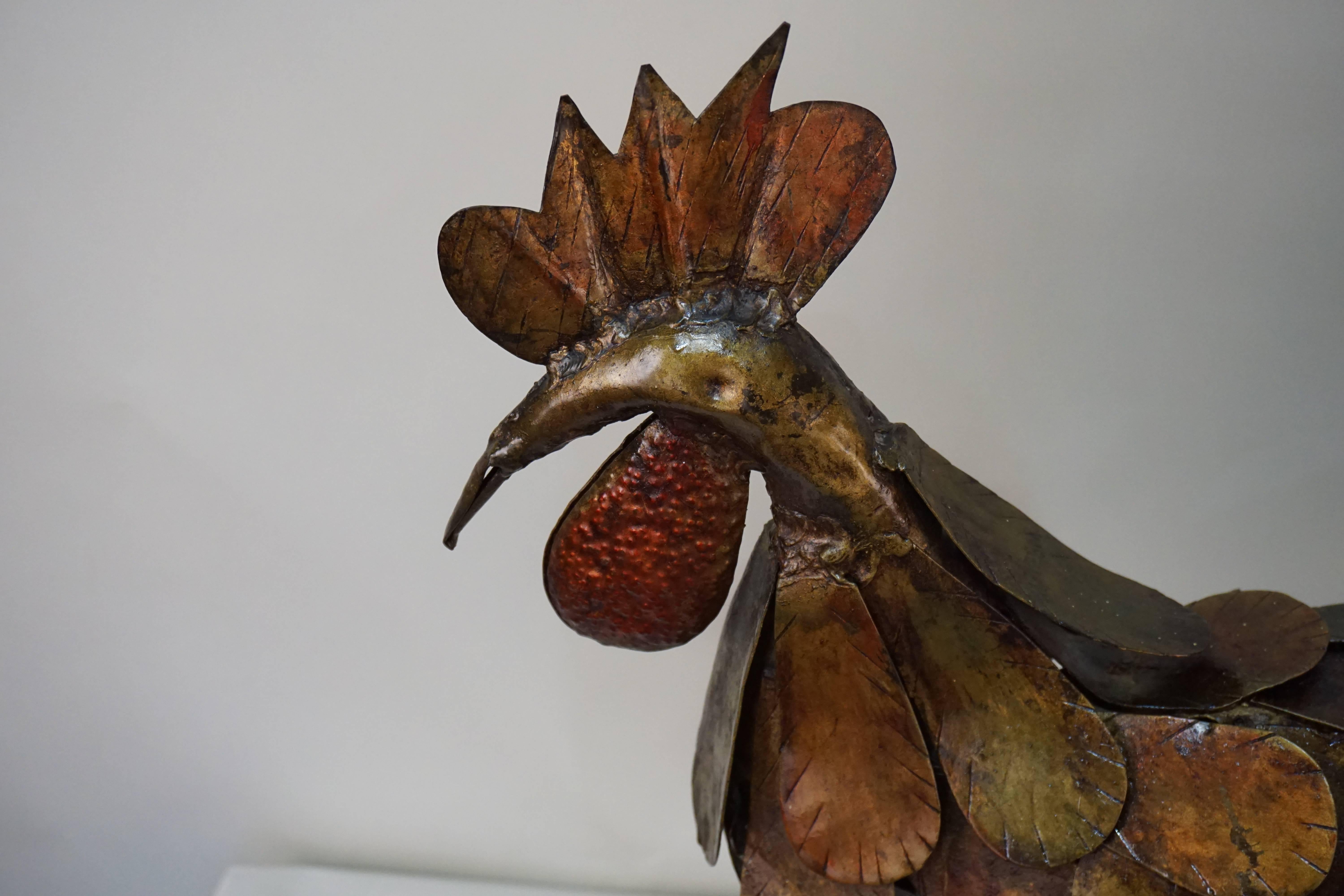 Spanish Handmade Iron Rooster Sculpture In Good Condition In Fairfax, VA