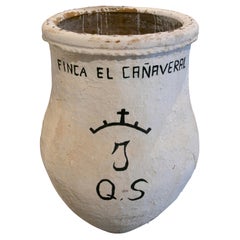 Spanish Handmade "Tinaja" Large Terracotta Vase with Inscription