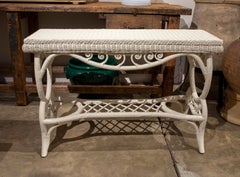 Spanish Handmade Wicker Console Lacquered in White Colour