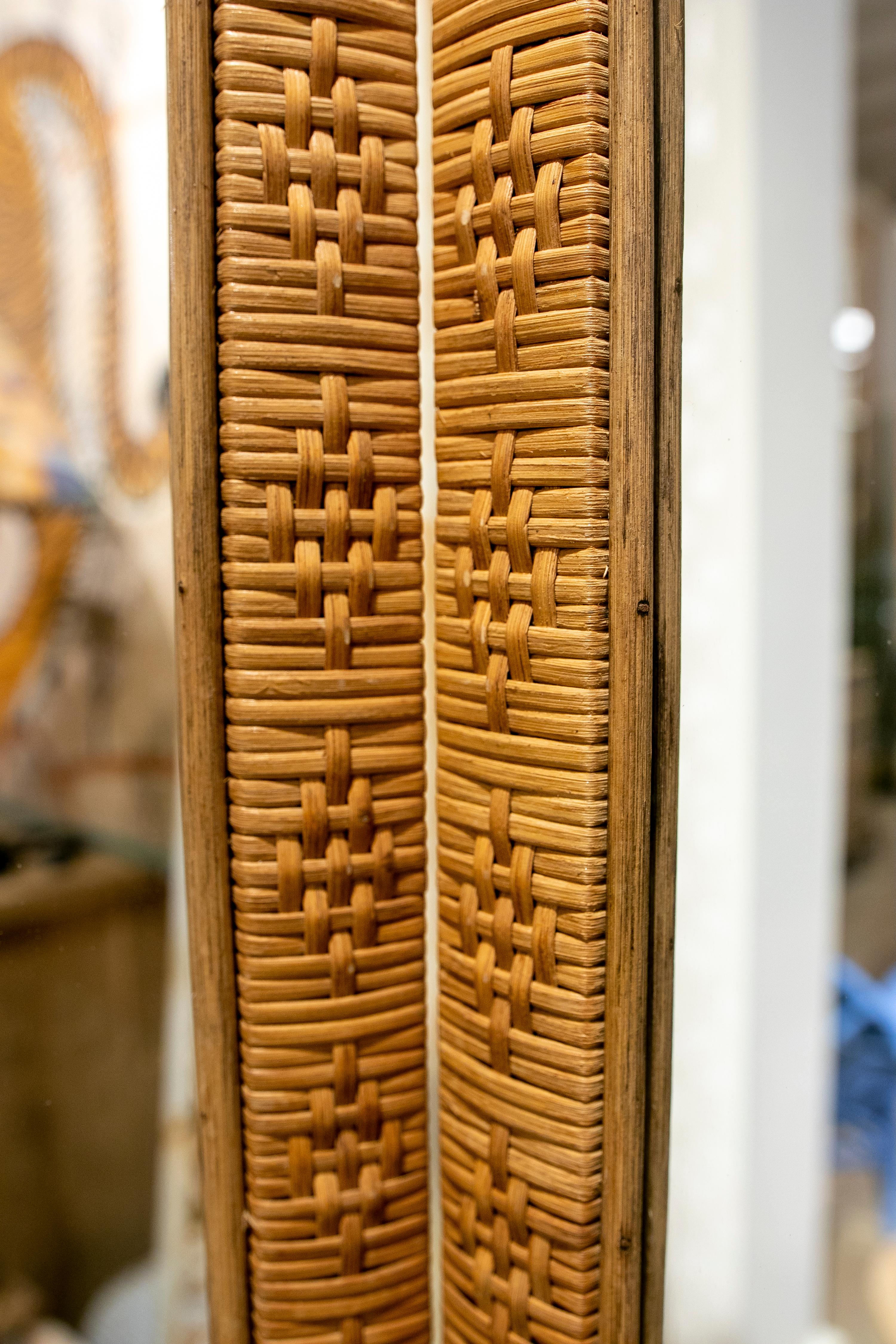 20th Century Spanish Handmade Wicker Screen with Crystals For Sale