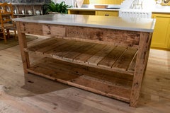 Spanish Handmade Wooden Kitchen Table with Macael Marble Top