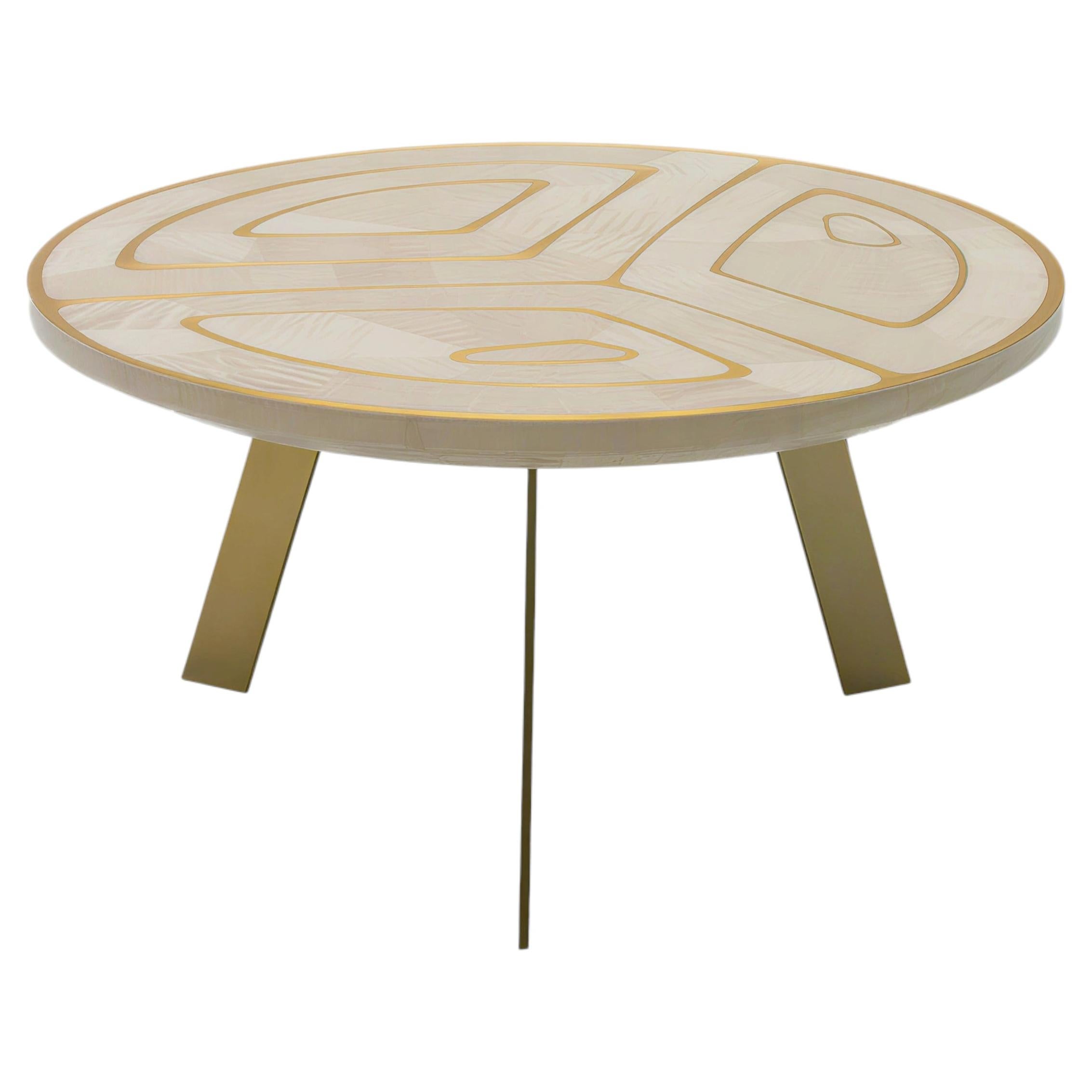 Table basse moderne « Spanish Harlem » en érable blanc et laiton, par Ivan Paradisi en vente