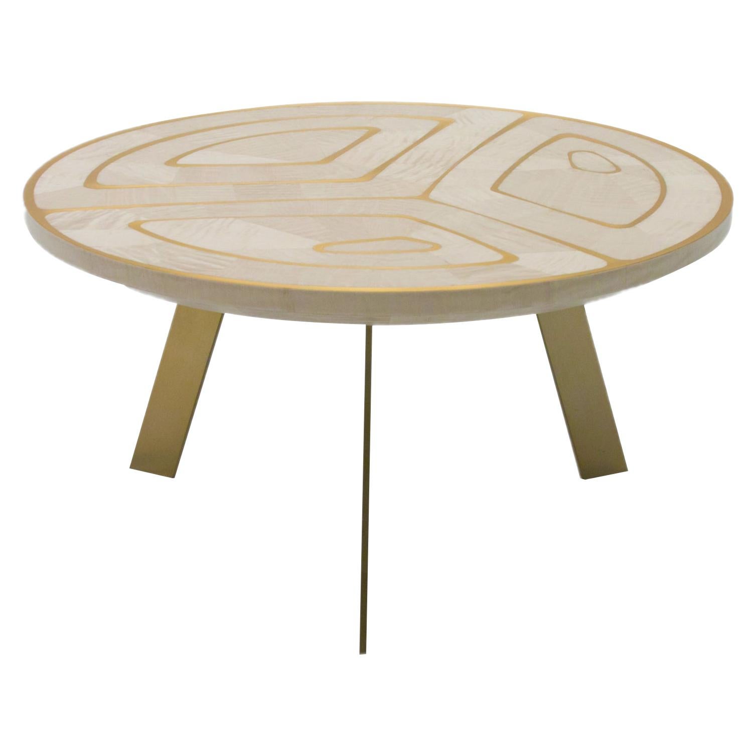 "Spanish Harlem" Gold and White Coffee Table by Ivan Paradisi, Italy