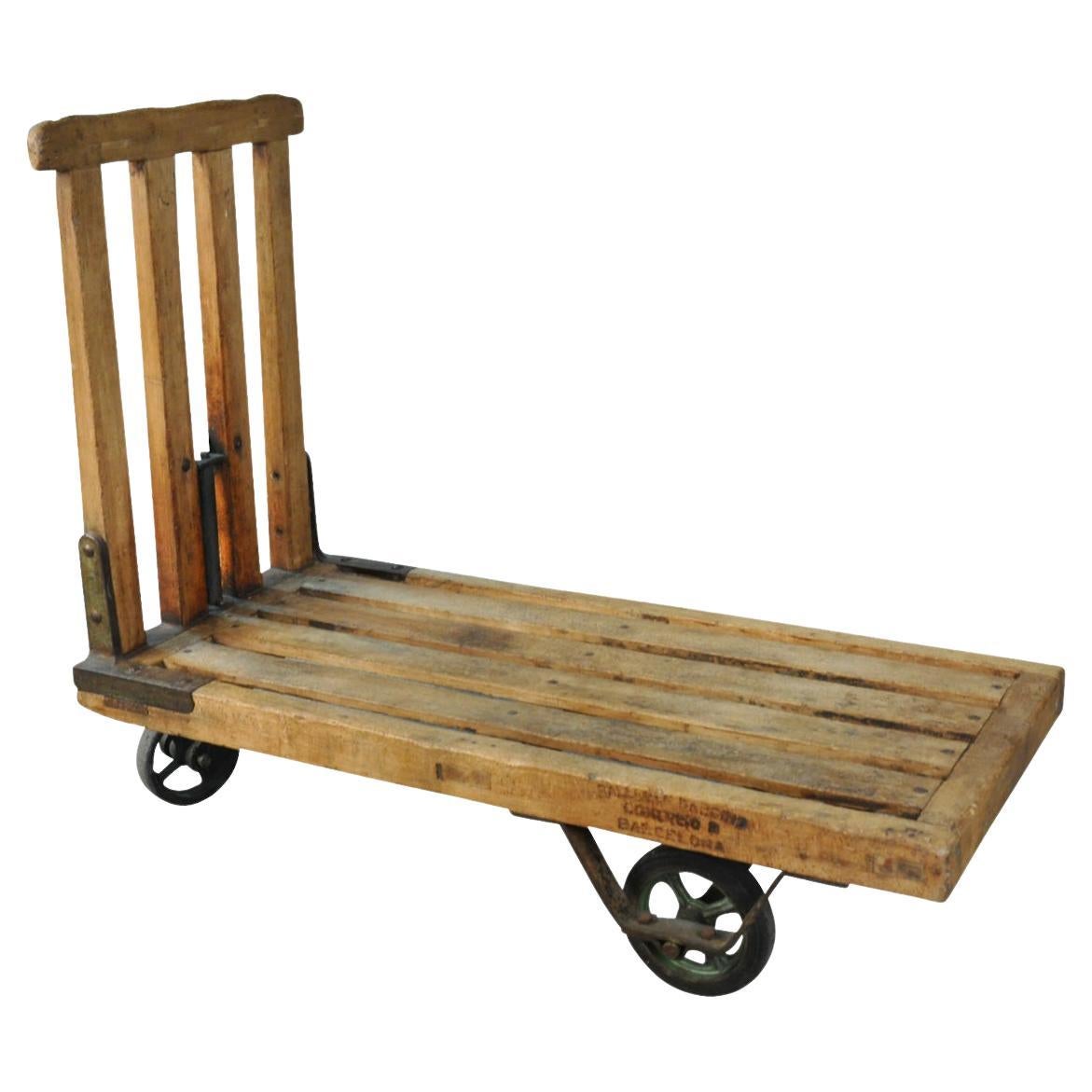Rustic Industrial Rolling Lumber Cart For Sale at 1stDibs